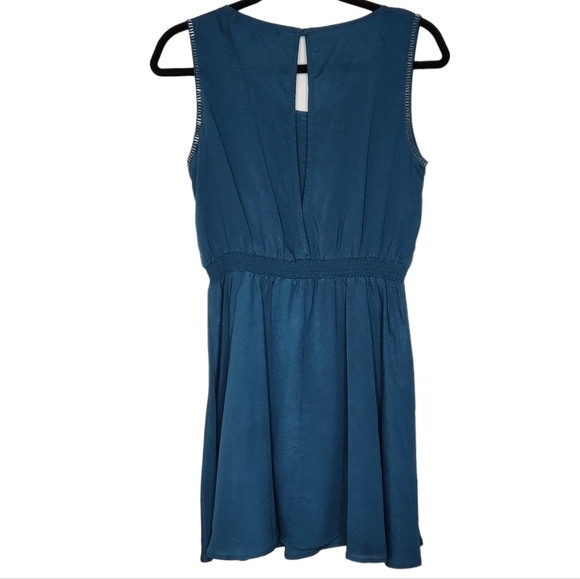 Sweet Rain Sleeveless Midi Dress S Beaded Accents Elastic Waist Teal Feminine - Picture 4 of 8